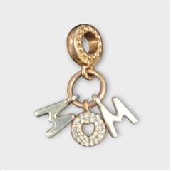 Authentic Pandora Rose Gold/Sterling MOM Dangle Charm